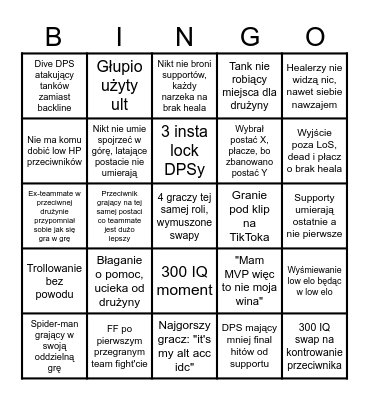 Marvel Rivals Ranked (PL) Bingo Card