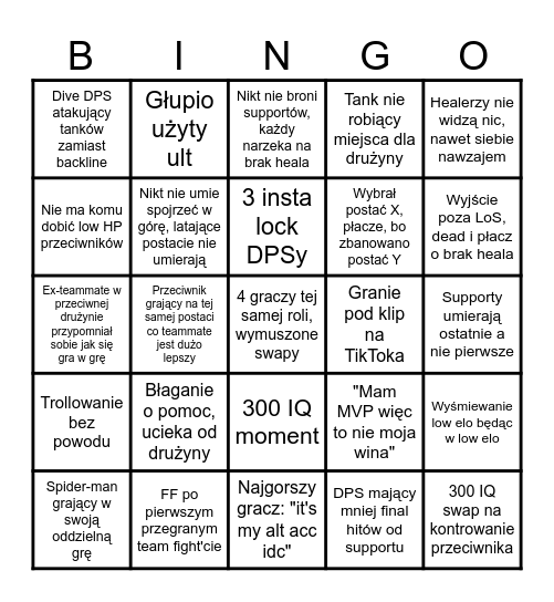Marvel Rivals Ranked (PL) Bingo Card
