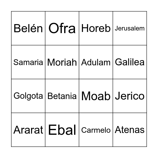 Geografía de la Biblia Bingo Card
