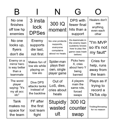 Marvel Rivals Ranked (EN) Bingo Card