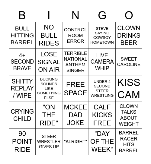 RODEO BINGO Card