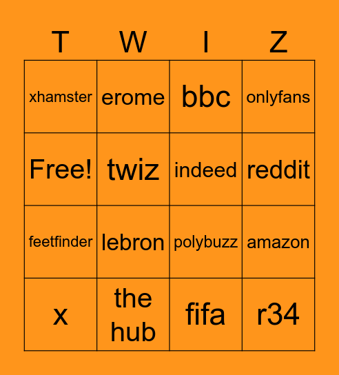 Search History Bingo Card