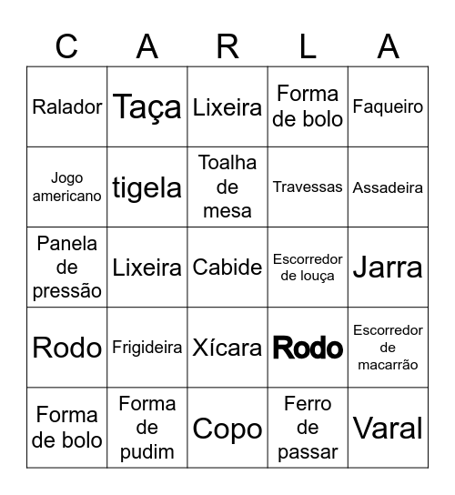 Chá de casa nova Bingo Card