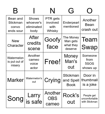 Bean Show 9 Bingo Card