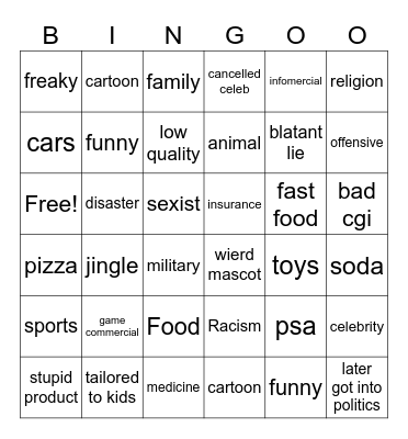 Poorly Aged ads bingo Card