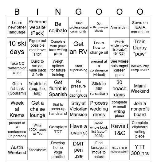 Life while paying off loans Bingo Card