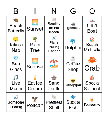 Panama City Beach Bingo Card