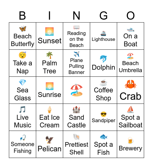 Panama City Beach Bingo Card