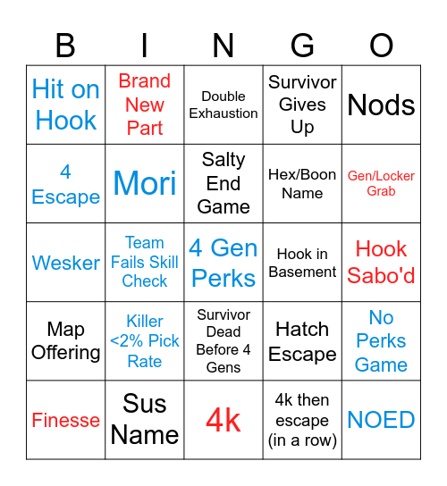 Dead by Daylight Copycat (1) Bingo Card