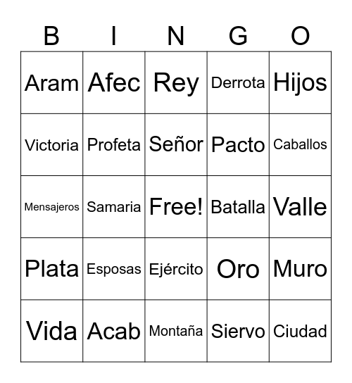 1 reyes 20 Bingo Card