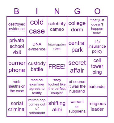Law & Order BINGO Card