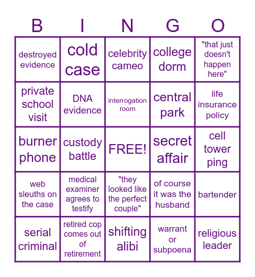 Law & Order BINGO Card