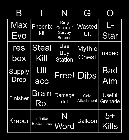 Apex BINGO Card