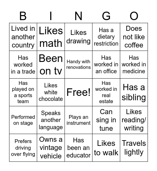 Wedding Bingo Card