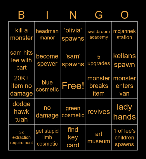 R E P O Bingo Card