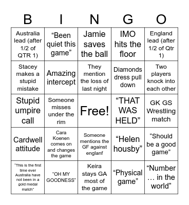 Diamonds VS Roses Bingo Card