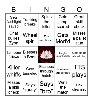 Zyon's dbd bingo Card