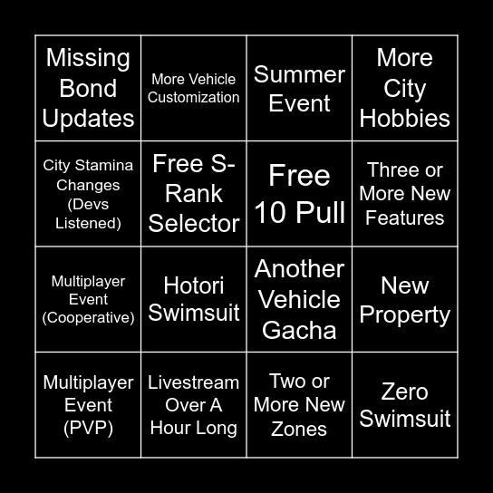NTE Version 1.3 Bingo Card Bingo Card