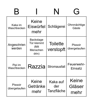 Blitz closing - was lief schief Bingo Card