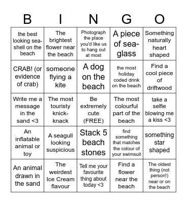 Beach Bingo Card