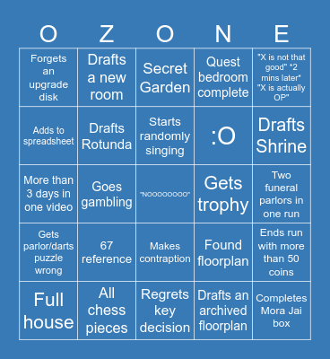 Ozone Blue Prince Bingo v2 Bingo Card