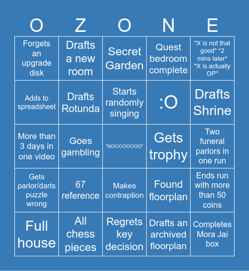 Ozone Blue Prince Bingo v2 Bingo Card