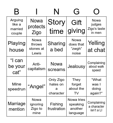 Ziwa Stardew Bingo Card