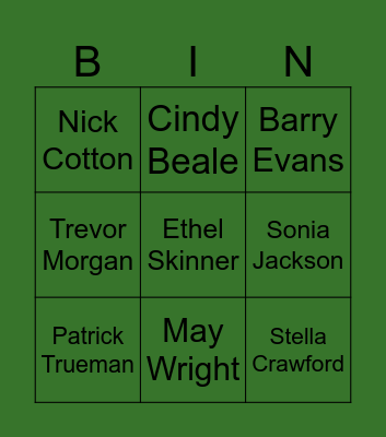 Eastenders Bingo Card