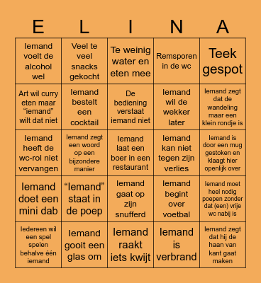 Bingo op vakantie Bingo Card