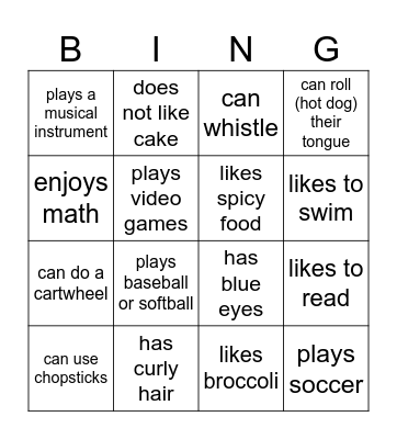 Find Someone Who Bingo Card
