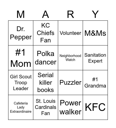 Grandma Bingo 7 Bingo Card