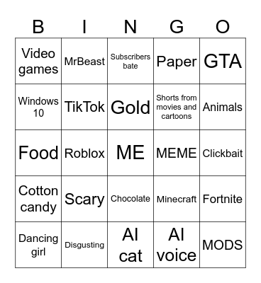 The ultimate YouTube bingo Card