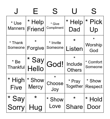 Kindness Bingo Card