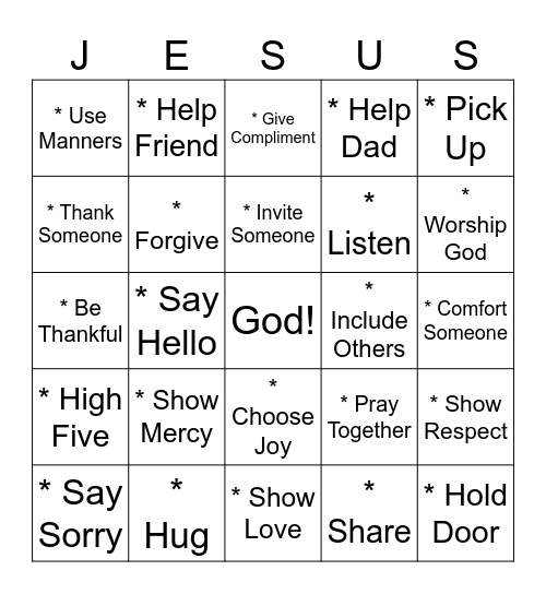 Kindness Bingo Card