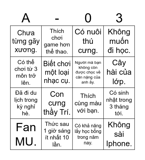 Tìm... Bingo Card