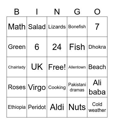 Khurshid's 70th Bingo Card