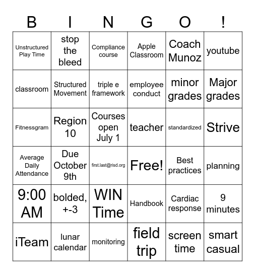 Life on the Ranch Bingo Card