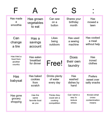 Find Someone Who.. Bingo Card