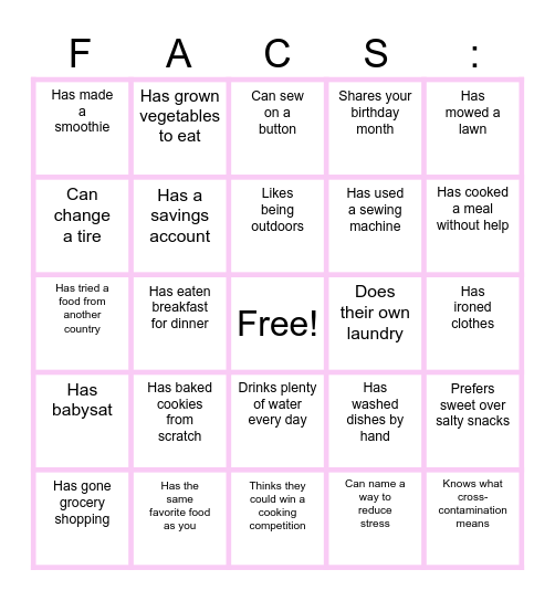 Find Someone Who.. Bingo Card