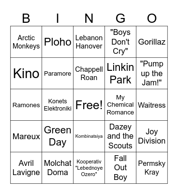 My Music Bingo Card