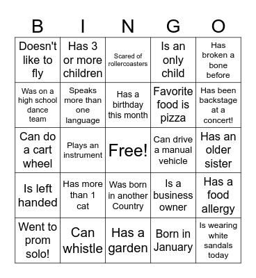 Icebreaker  Bingo Card