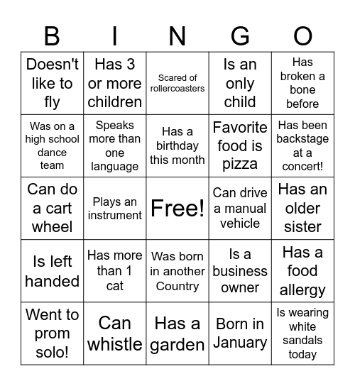 Icebreaker  Bingo Card