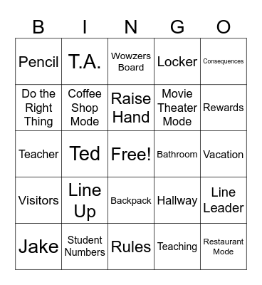 Procedures & Routines Bingo Card