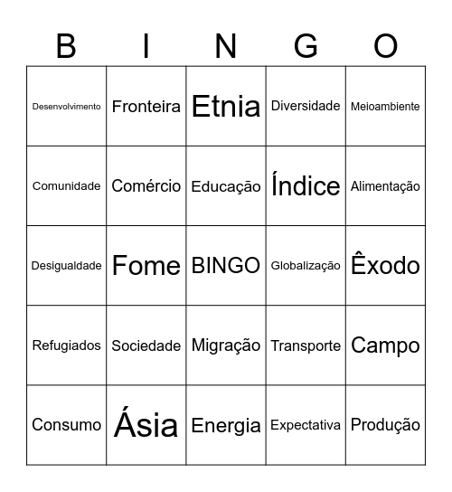 BINGO DE GEOGRAFIA Bingo Card