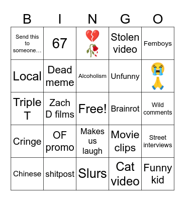 Raycharlie Bingo Card