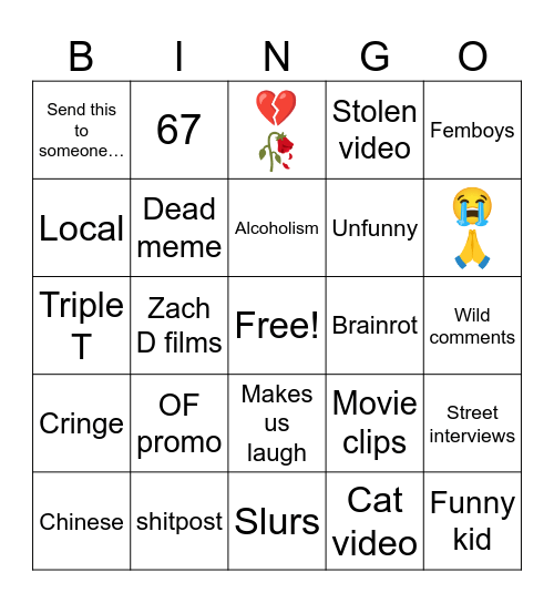 Raycharlie Bingo Card