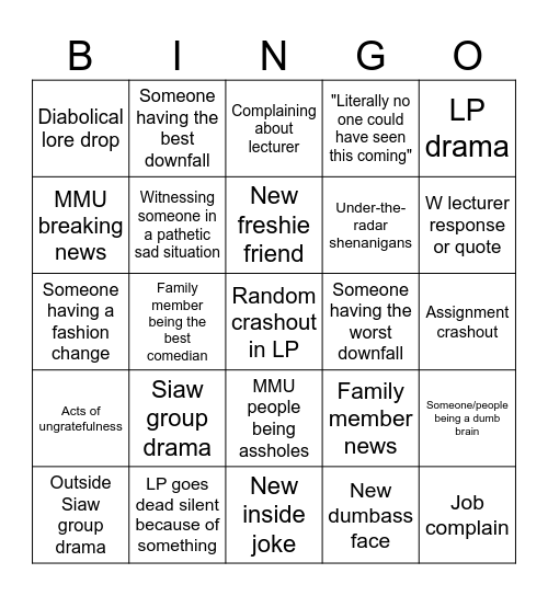 Siaw bingo Card