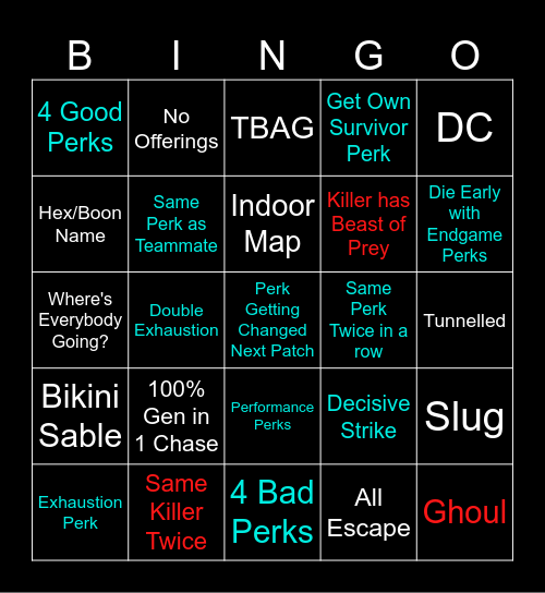 Chaos Shuffle Bingo Card