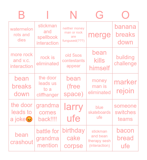 !!!!! beans show 9 BINGO Card