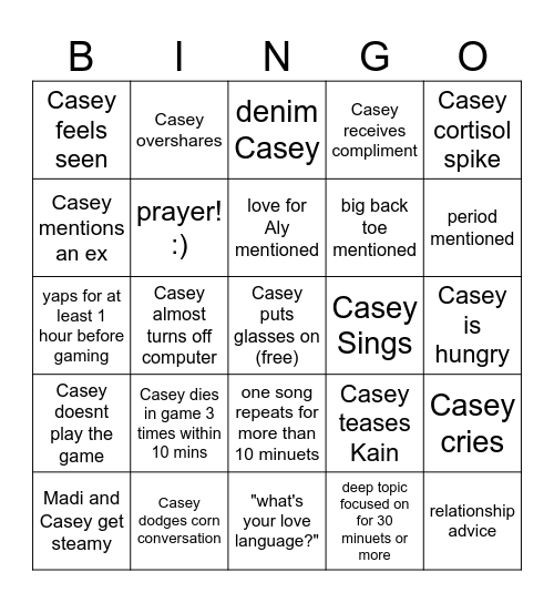 Dias Bingo Card
